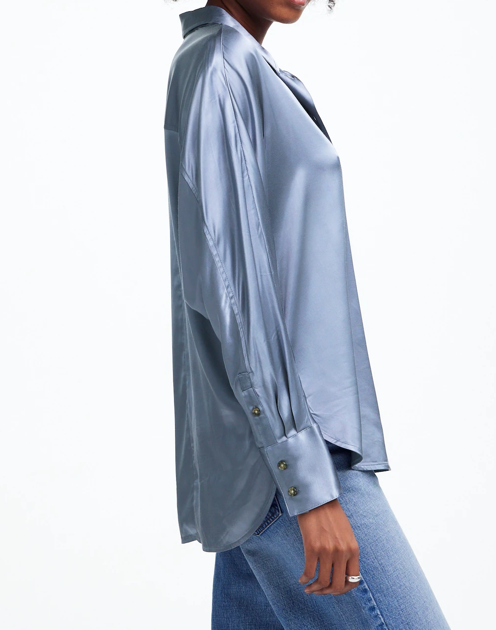 Relaxed Button-Up Shirt in Satin