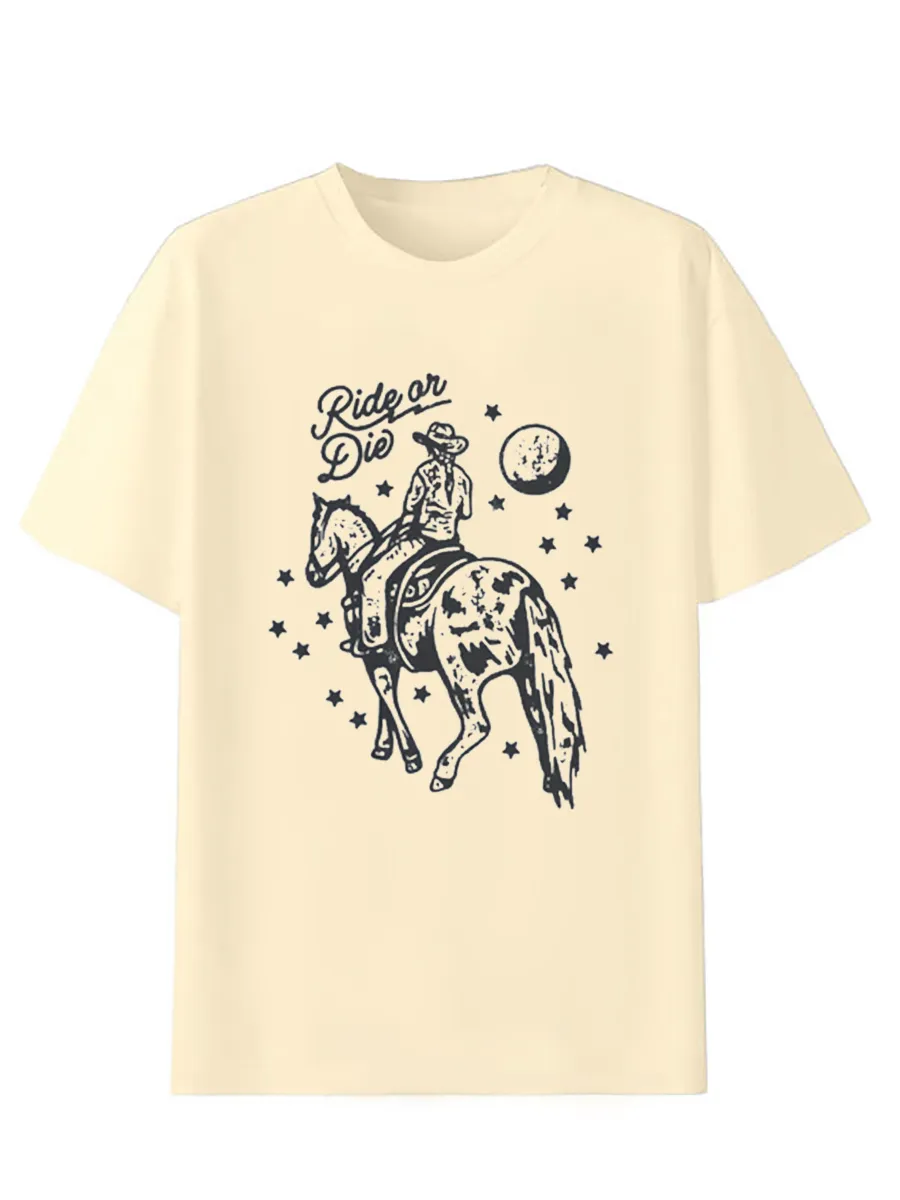 Riding or Dead Cowboy Girl Singles Party T-shirt