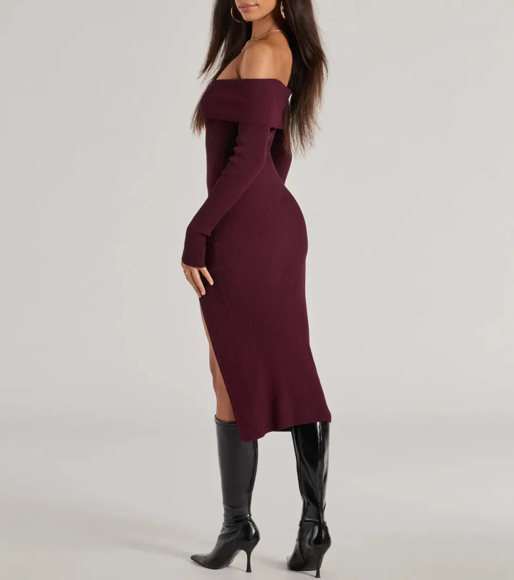 Keeping Knit Chic Long Sleeve Midi Dress