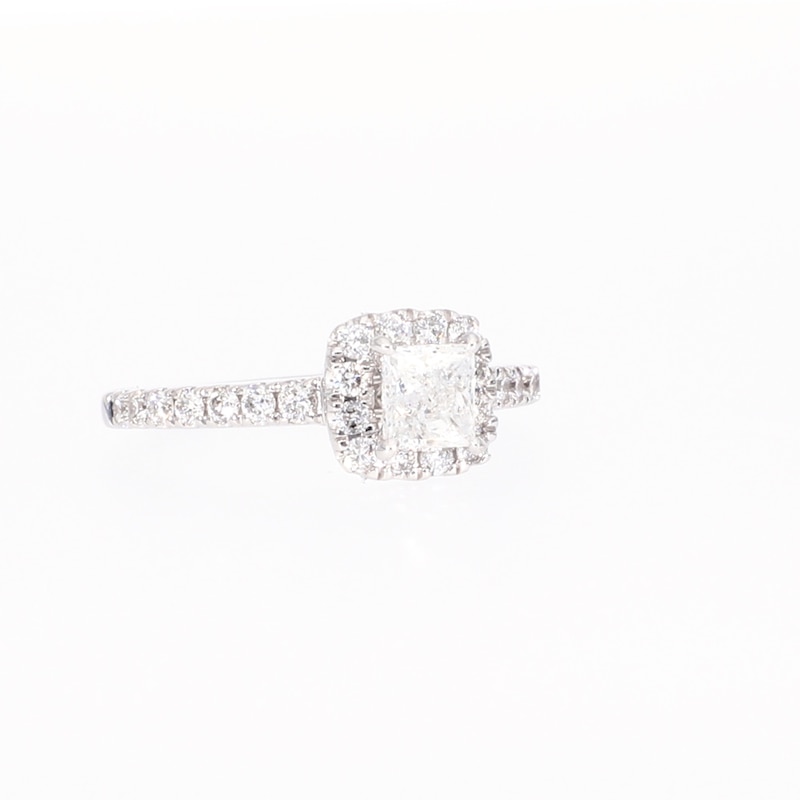 Diamond Engagement Ring 1-1/6 ct tw Princess & Round-cut 14K White Gold