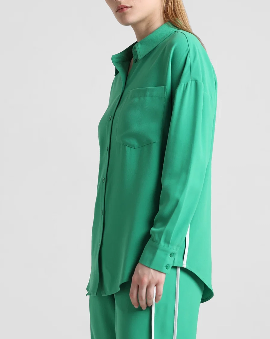 Green Contrast Pipping Shirt