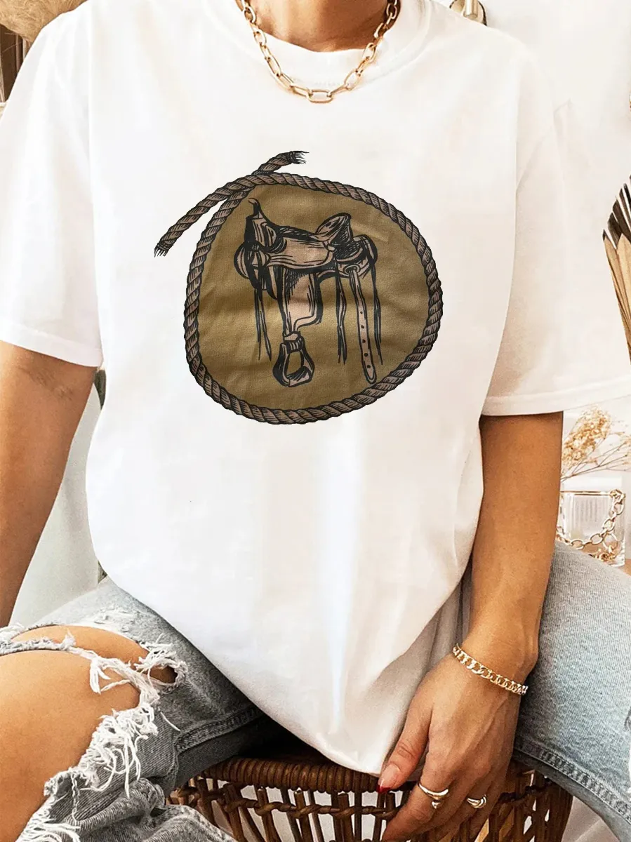 Get Back in the Saddle patterned T-shirt