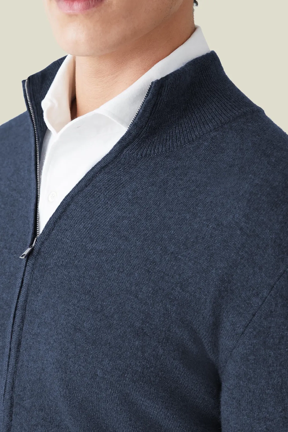 Ribbed Funnel Collar Cardigan