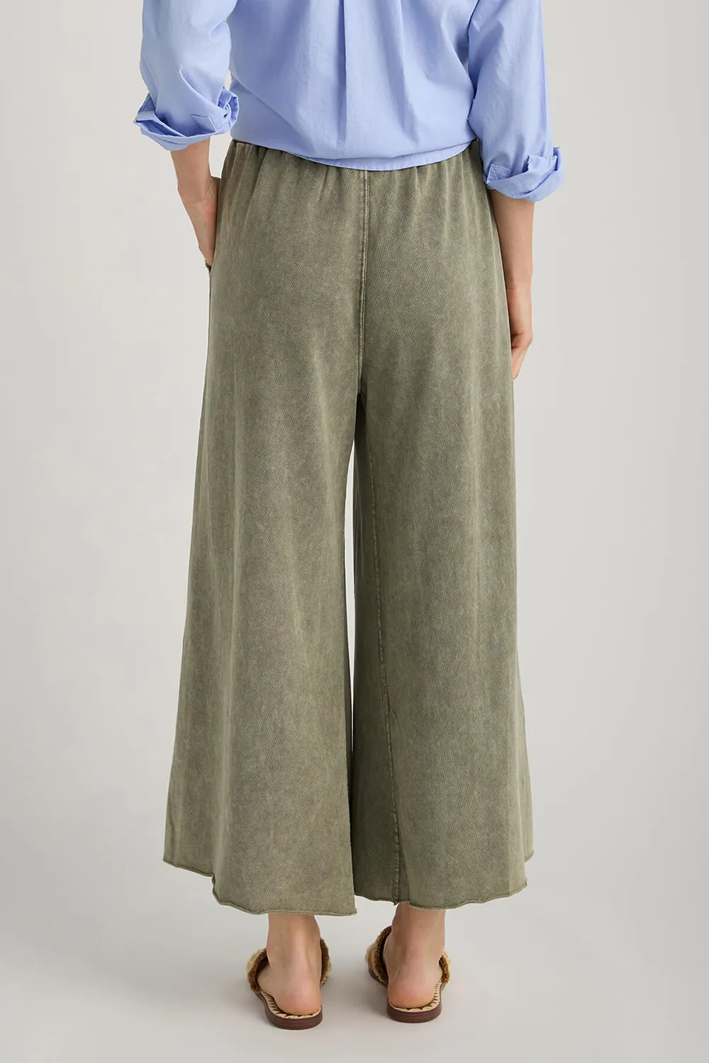 Cotton Easel Wide Leg Knit Pants - ash