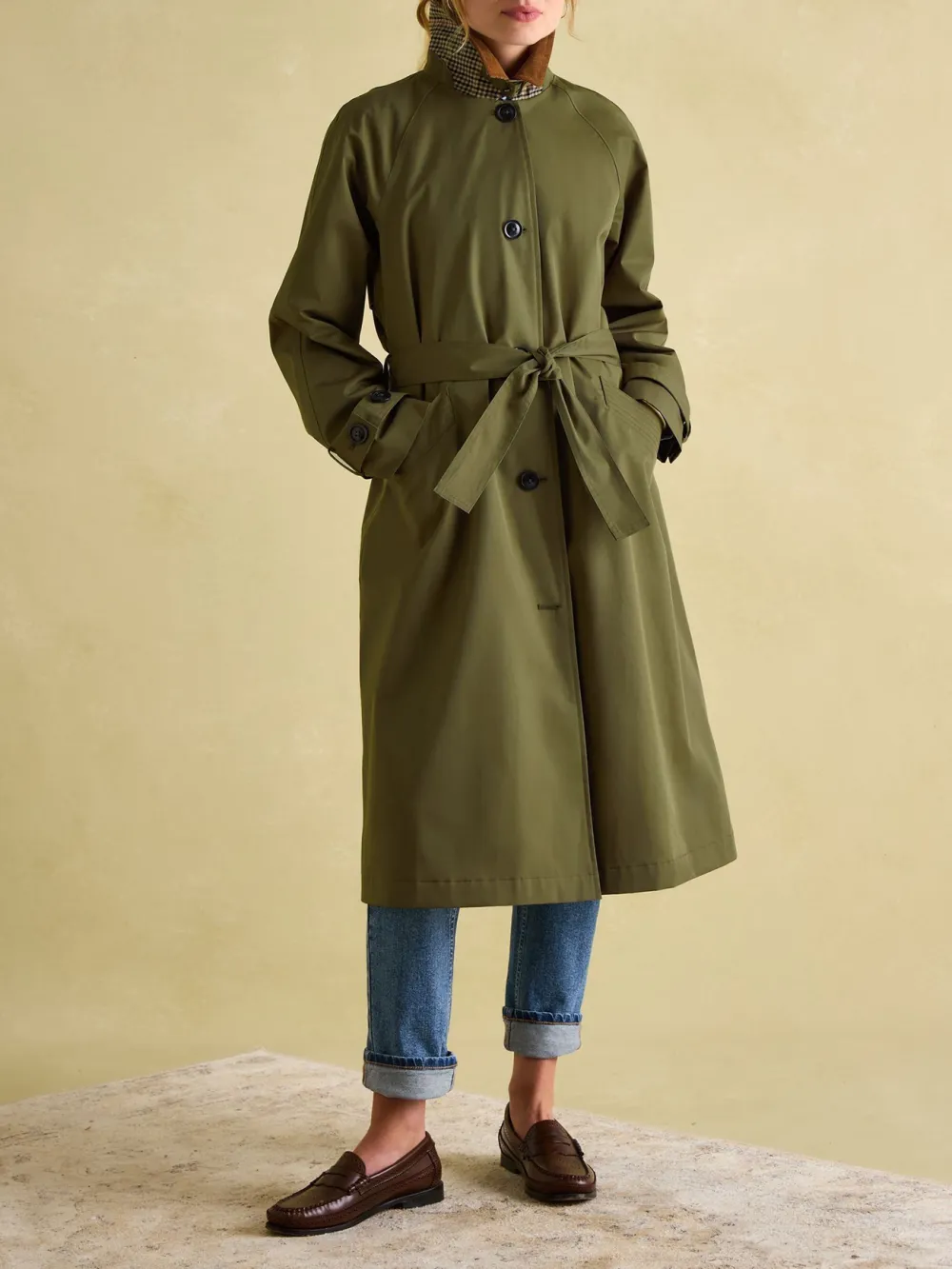 Epwell Green Waterproof Belted Trench Coat