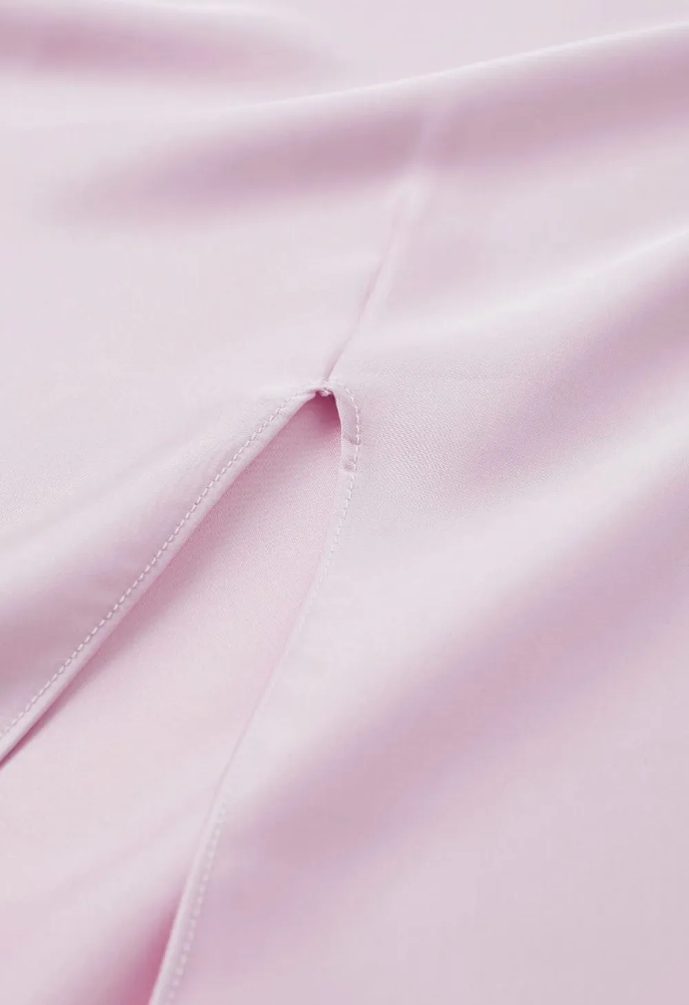 BOAT NECK CRISSCROSS WAIST SATIN TOP IN PINK