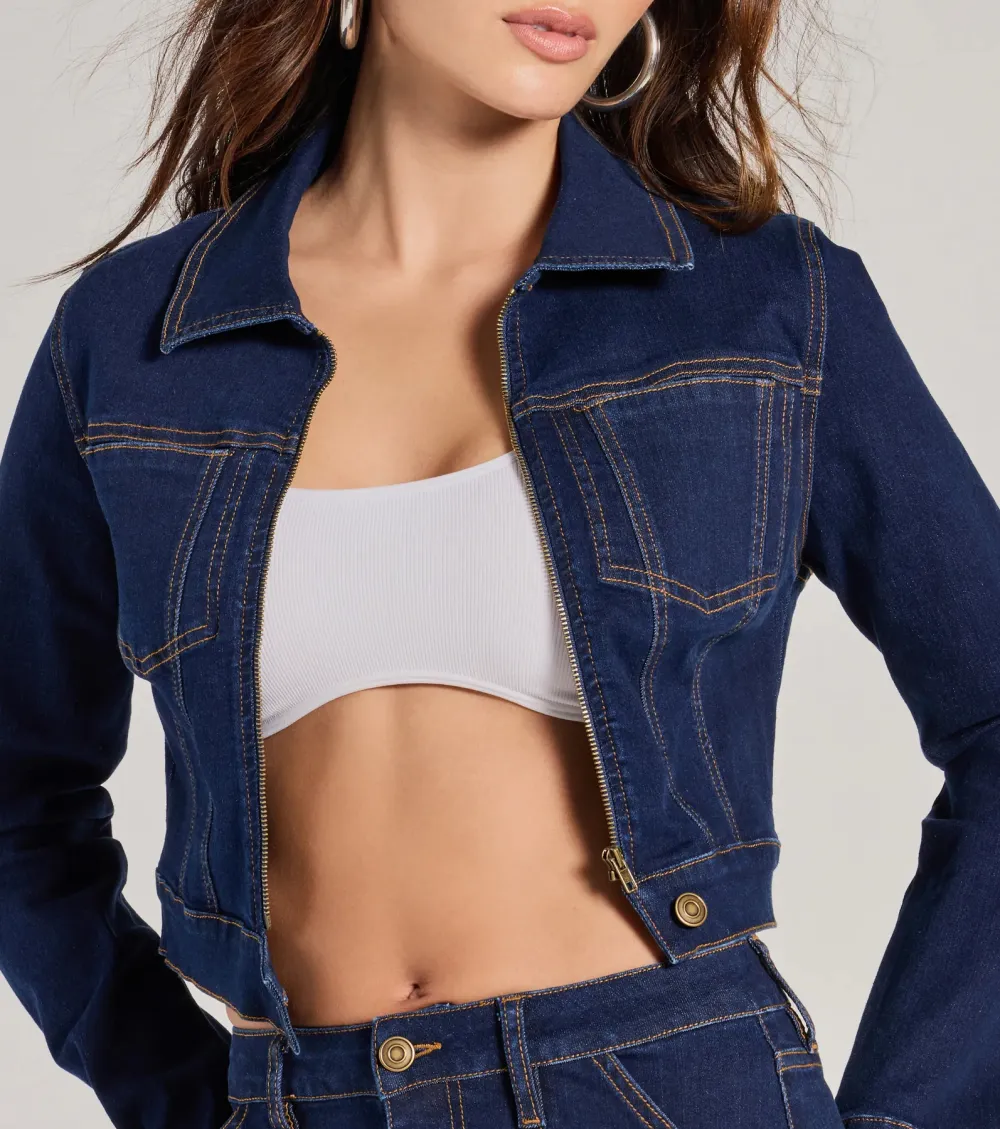 Covetable Cutie Contrast Stitch Denim Jacket