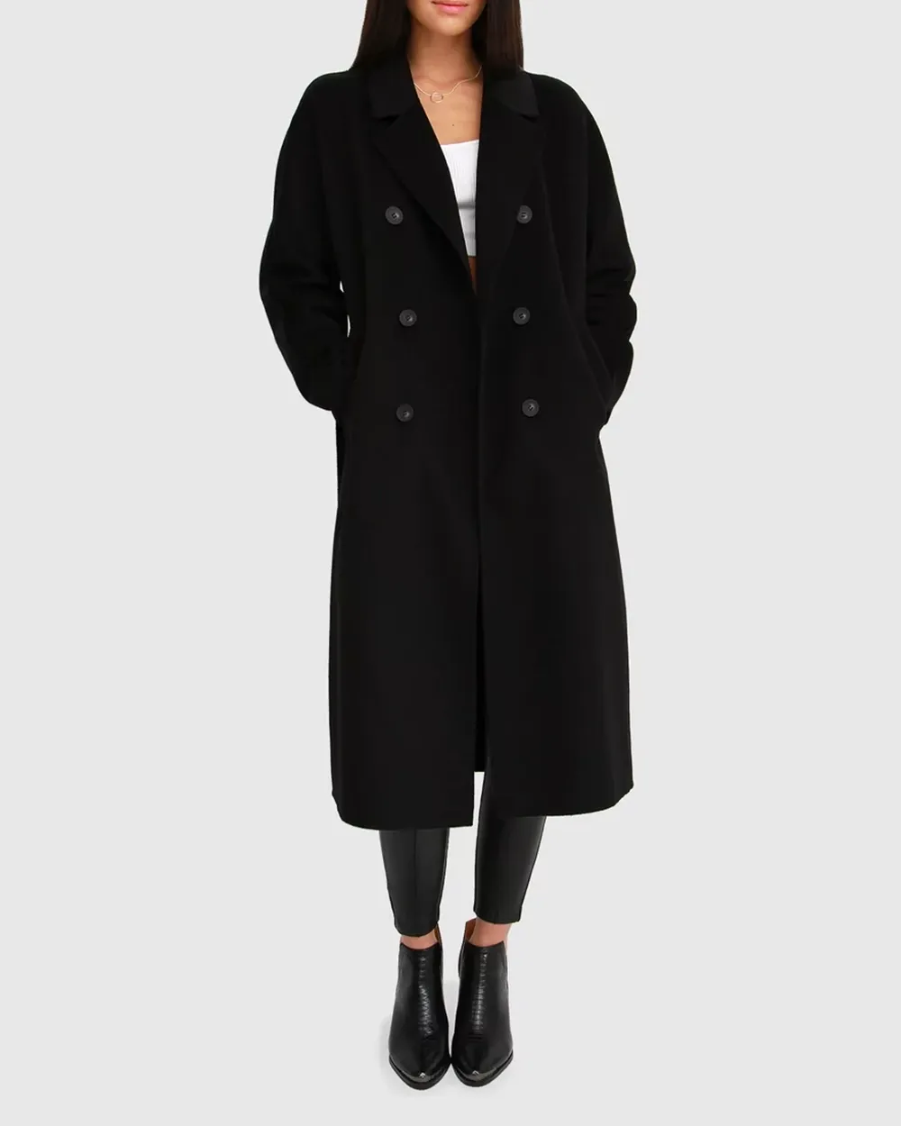 Boss Girl Double-Breasted Lined Wool Coat