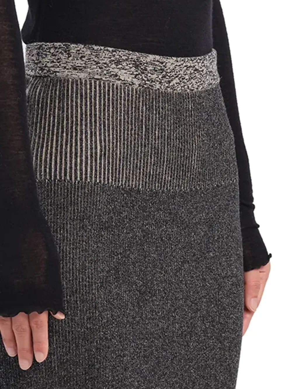 Knitted Two Tone Pencil Skirt