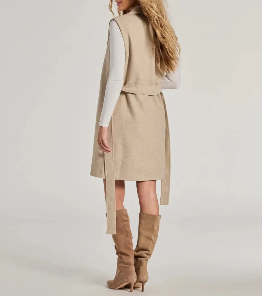 Autumn Chic Faux Wool Long Belted Vest