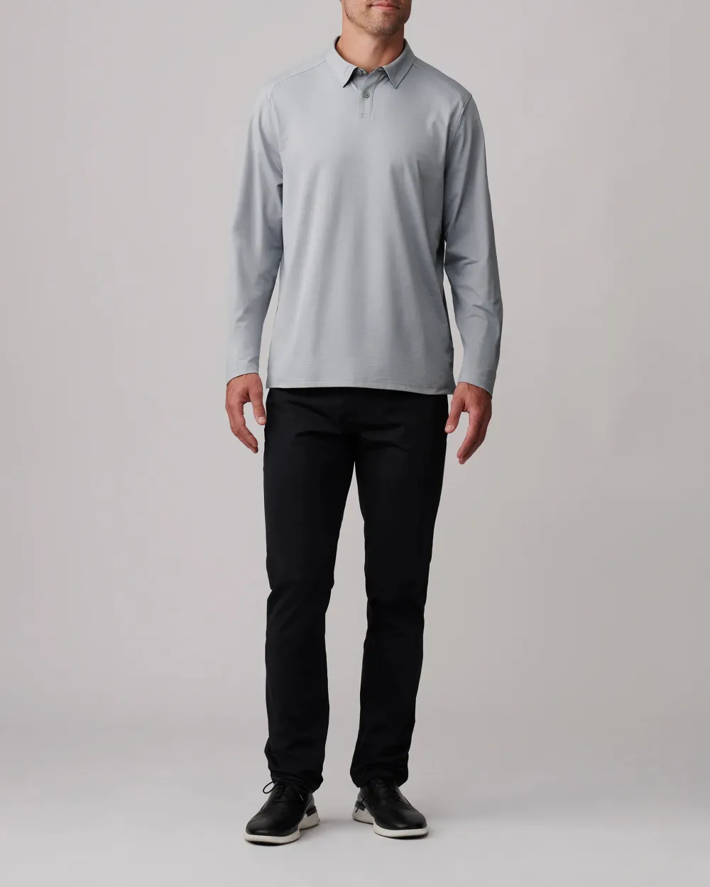 Long-Sleeve Cotton Polo Shirt For Men