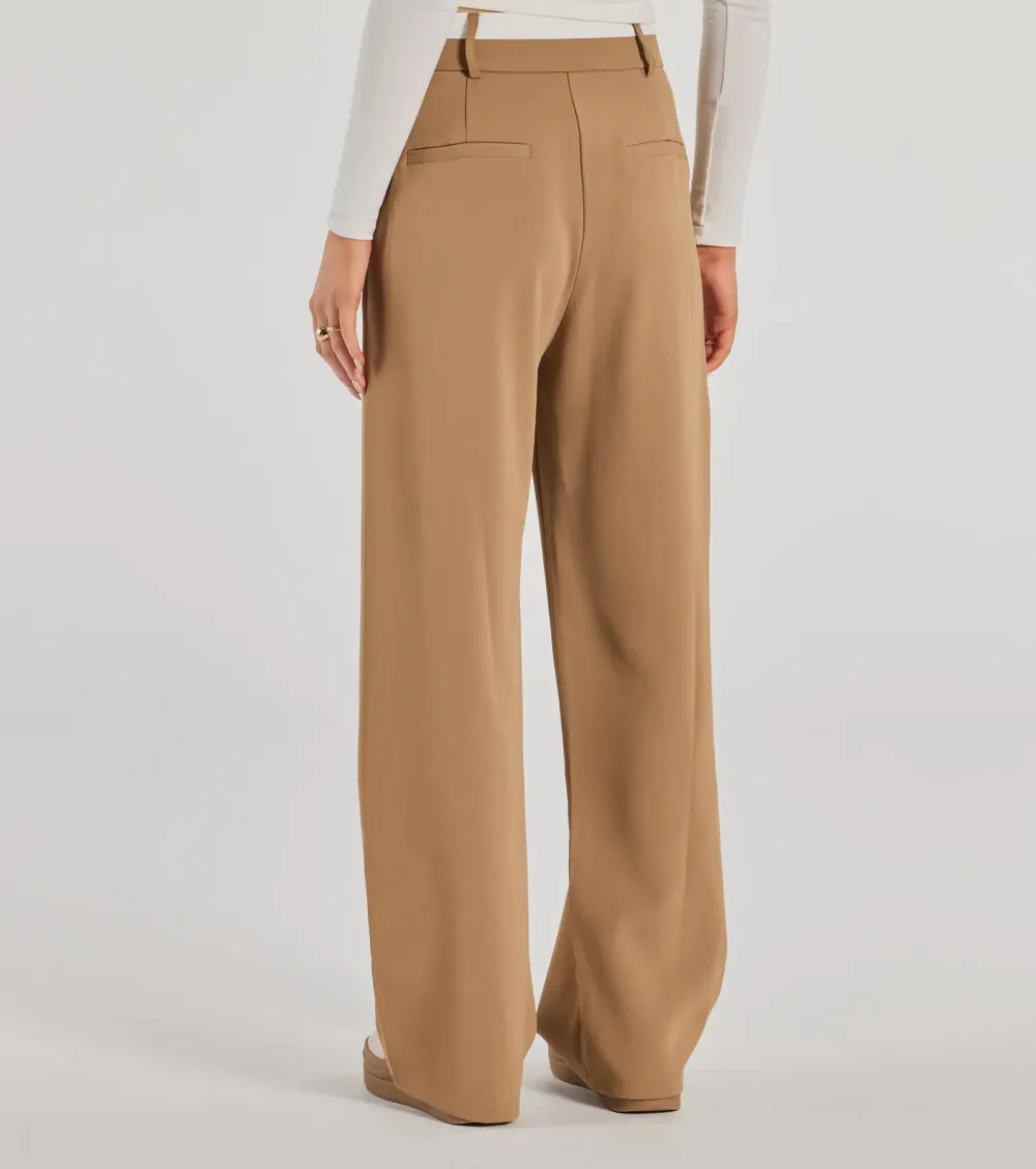 Polished Perfection Contrast Waist Pants