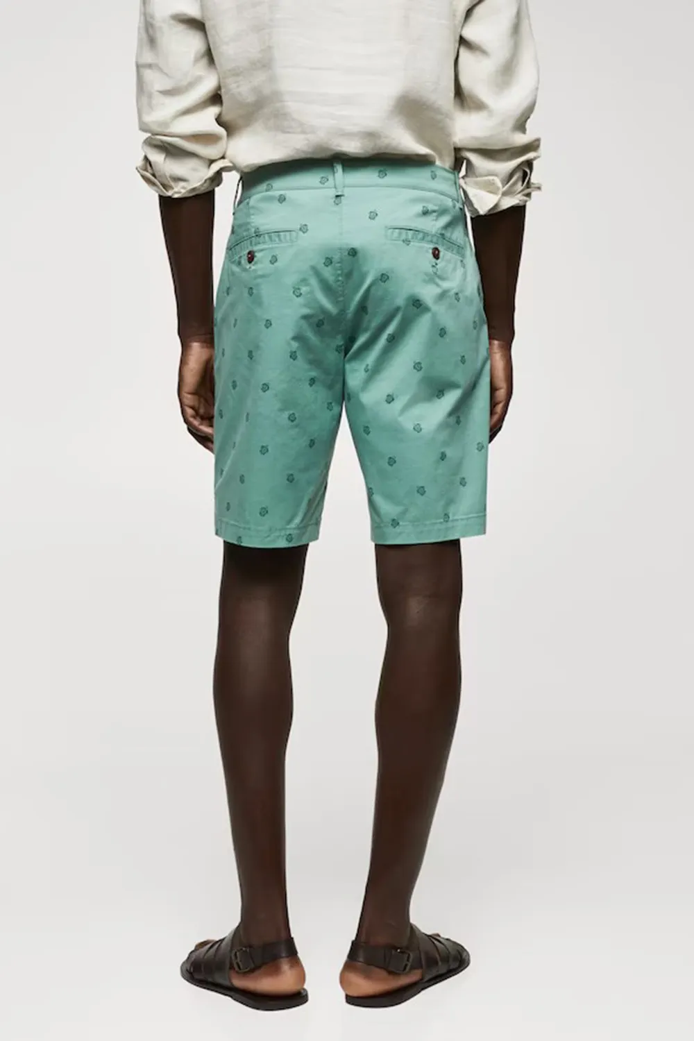 Slim-fit cotton micro-print bermuda shorts