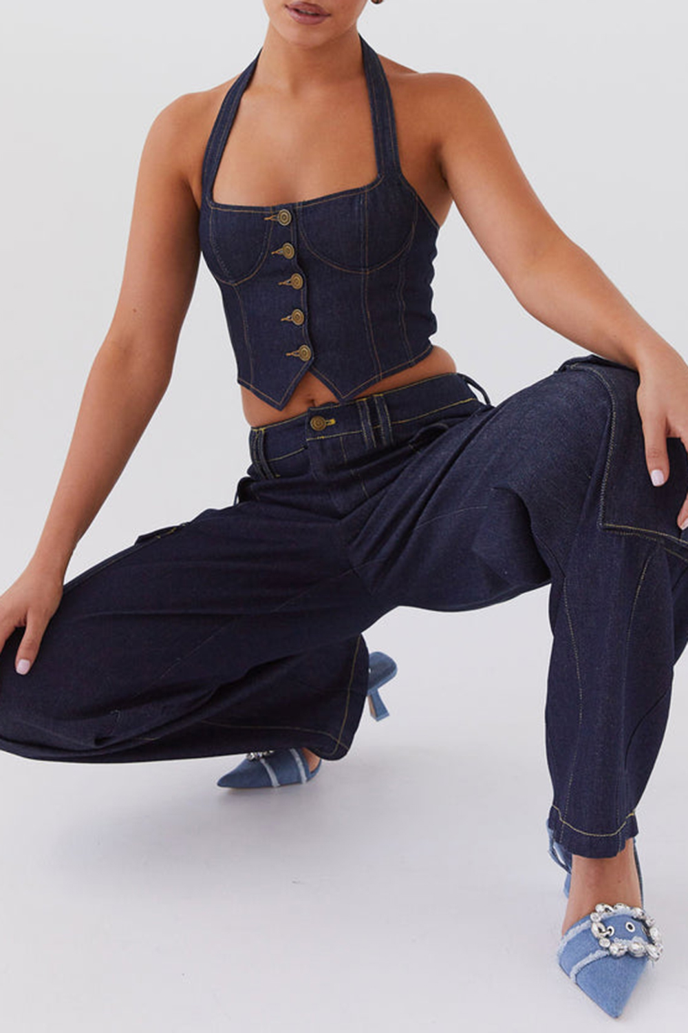 Greedy Denim Cargo Pants - Indigo