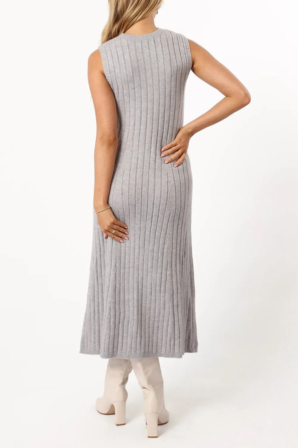 KELLIE KNIT MIDI DRESS - GREY