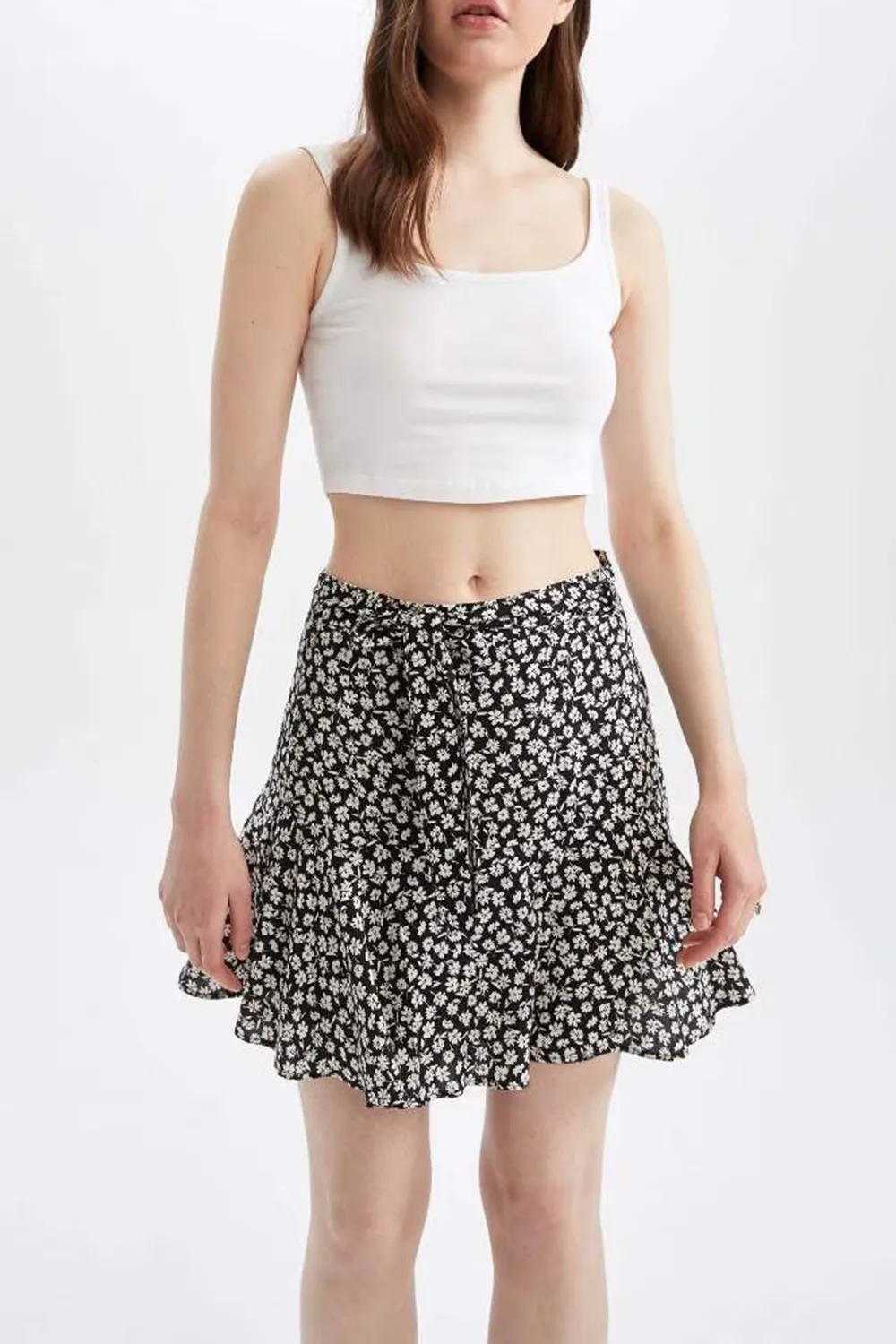 Floral Print Mini Short Skirt