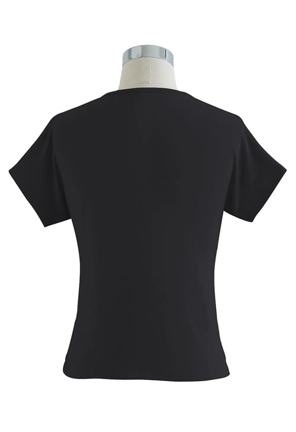 ULTRA-SOFT SHORT-SLEEVE COTTON WRAP TOP IN BLACK